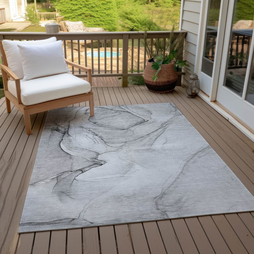 2' X 3' Gray Abstract Washable Non Skid Indoor Outdoor Area Rug