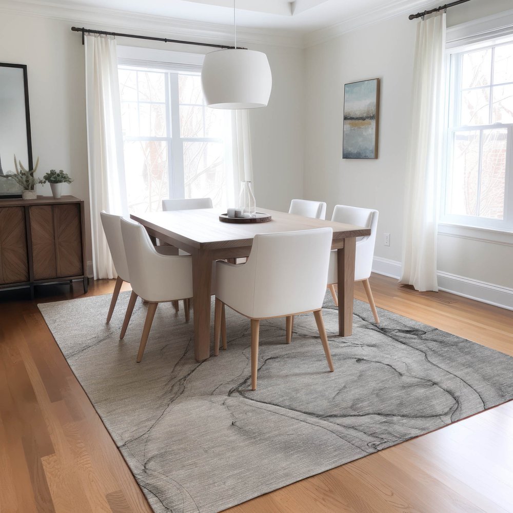 2' X 3' Gray Abstract Washable Non Skid Indoor Outdoor Area Rug