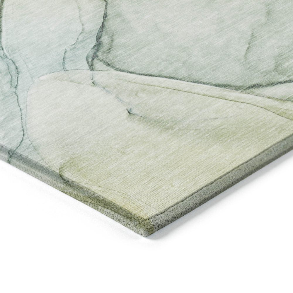 8' Runner Beige and Gray Abstract Washable Non Skid Indoor Outdoor Runner Rug