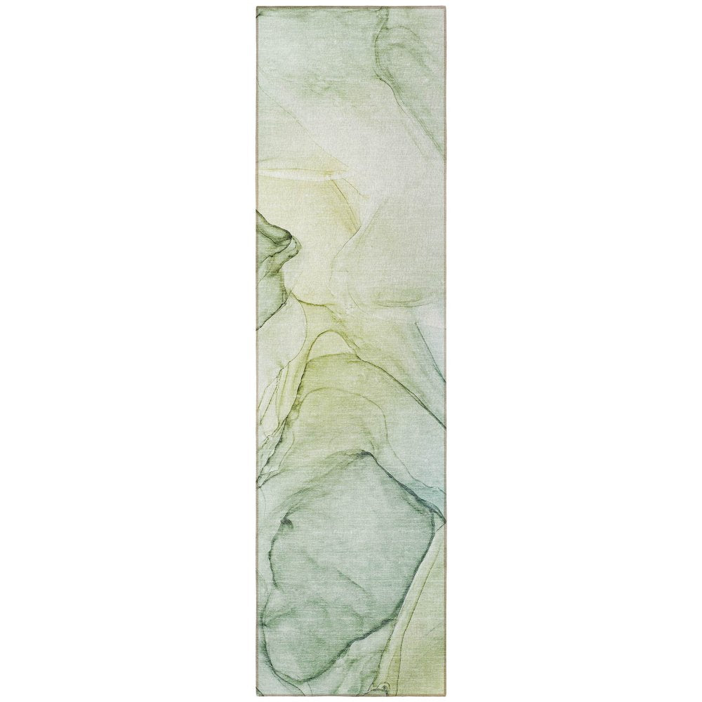 8' Runner Beige and Gray Abstract Washable Non Skid Indoor Outdoor Runner Rug