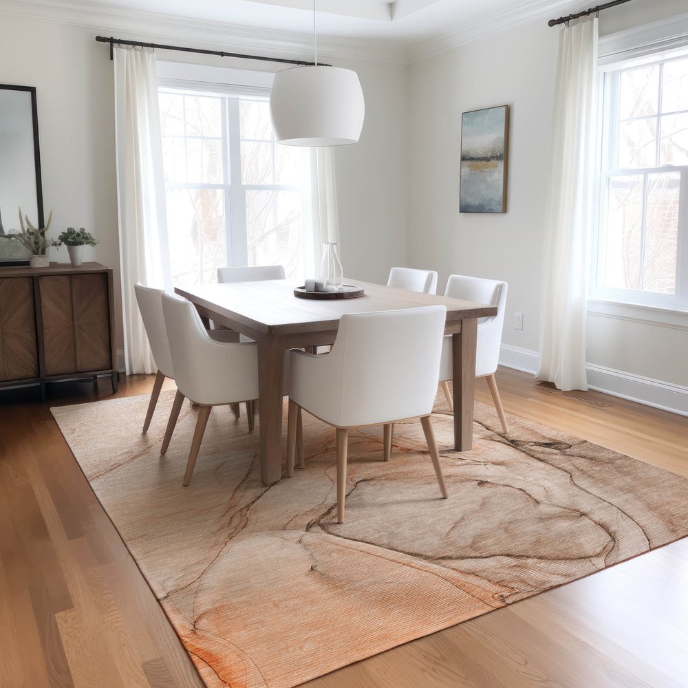 2' X 3' Gray and Orange Abstract Washable Non Skid Indoor Outdoor Area Rug