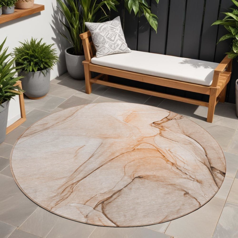 2' X 3' Gray and Orange Abstract Washable Non Skid Indoor Outdoor Area Rug