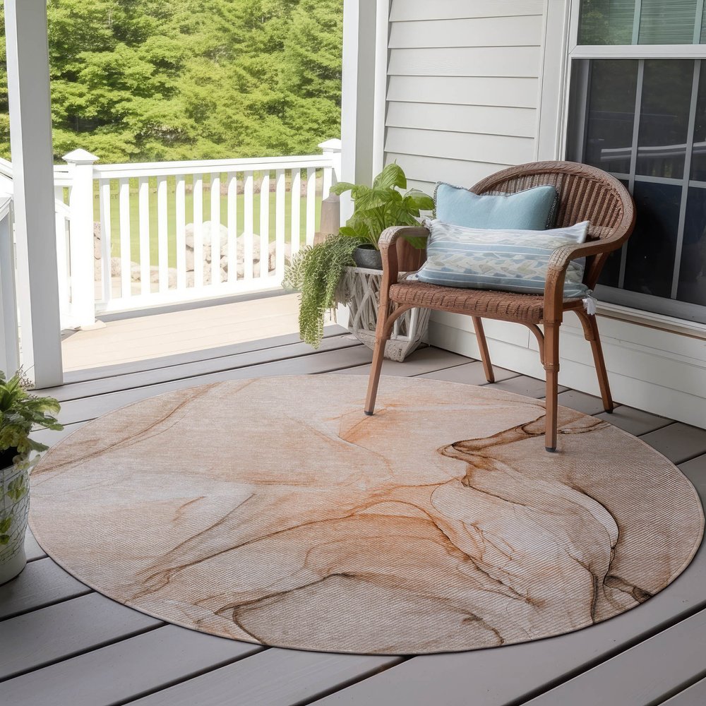 2' X 3' Gray and Orange Abstract Washable Non Skid Indoor Outdoor Area Rug