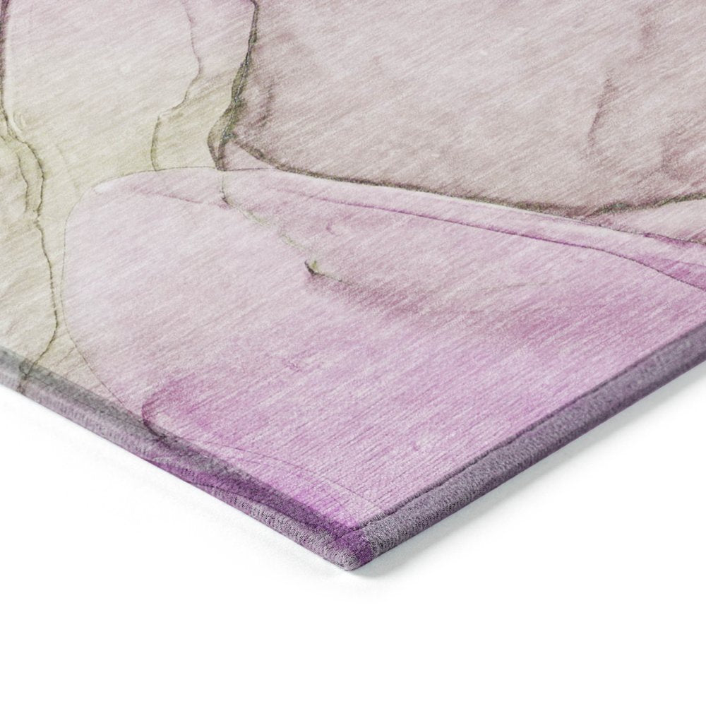 8' Runner Beige and Gray Abstract Washable Non Skid Indoor Outdoor Runner Rug