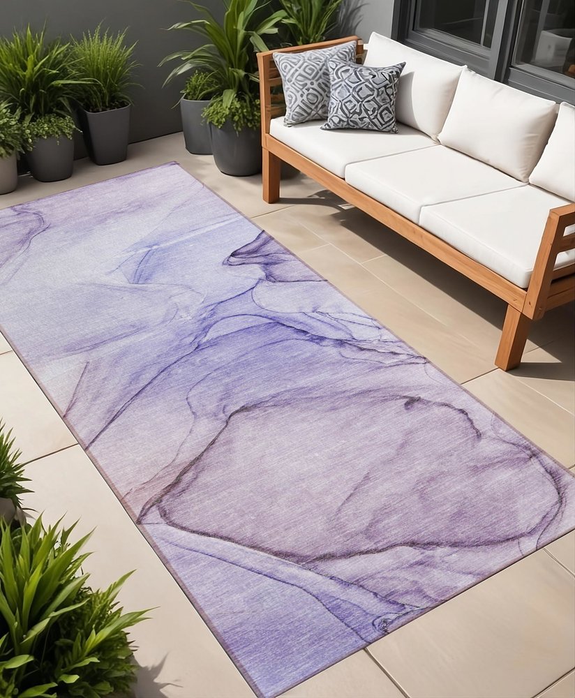 8' Runner Beige and Gray Abstract Washable Non Skid Indoor Outdoor Runner Rug