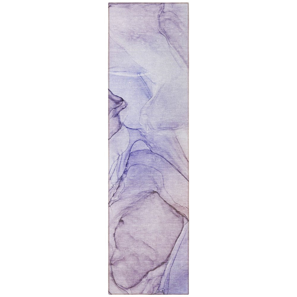 8' Runner Beige and Gray Abstract Washable Non Skid Indoor Outdoor Runner Rug