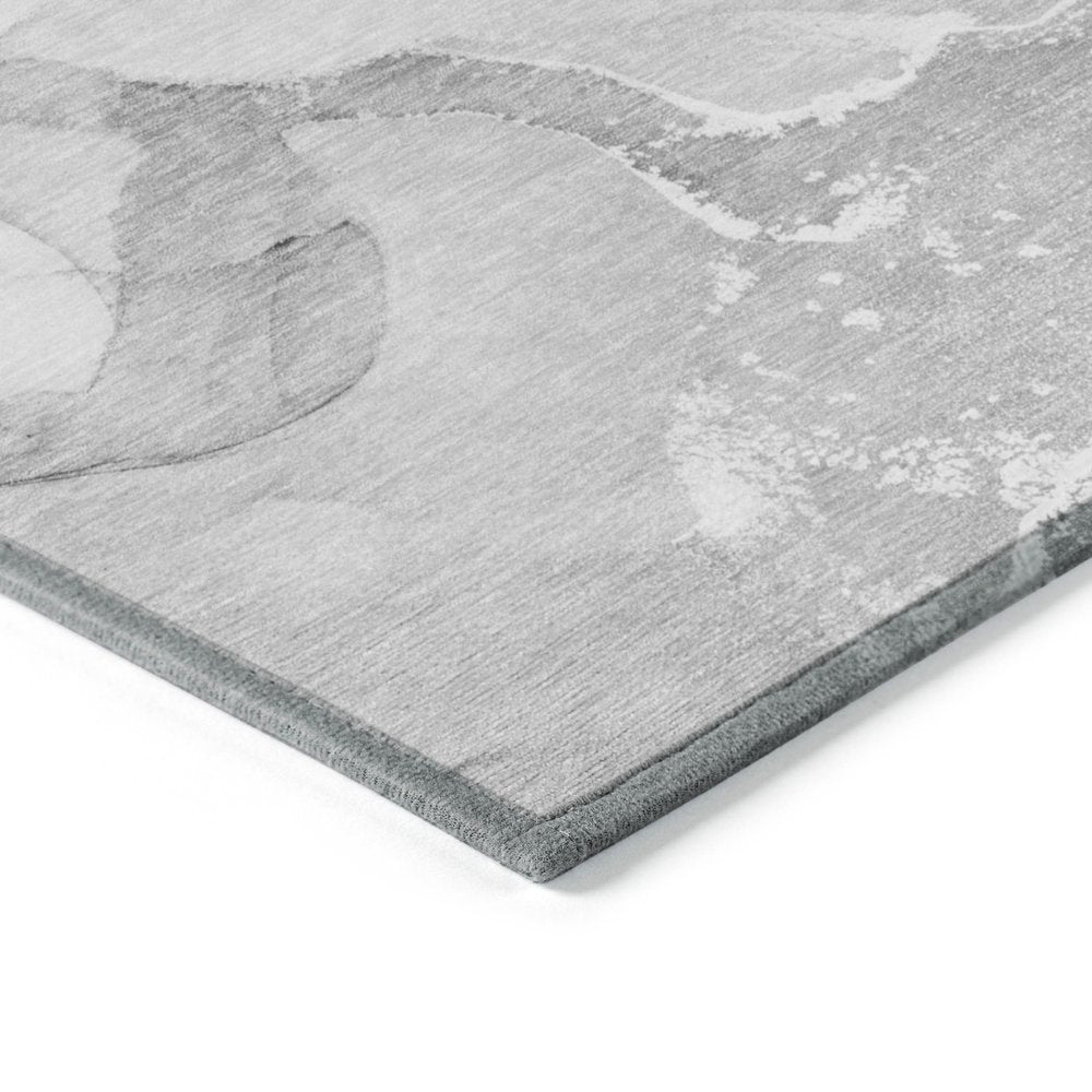 5' X 8' Gray and Ivory Abstract Washable Non Skid Indoor Outdoor Area Rug