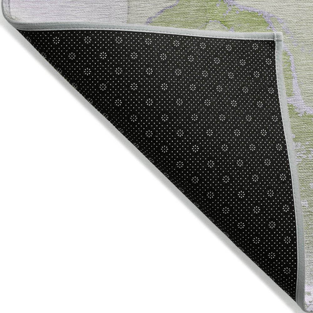 2' X 3' Purple Abstract Washable Non Skid Indoor Outdoor Area Rug