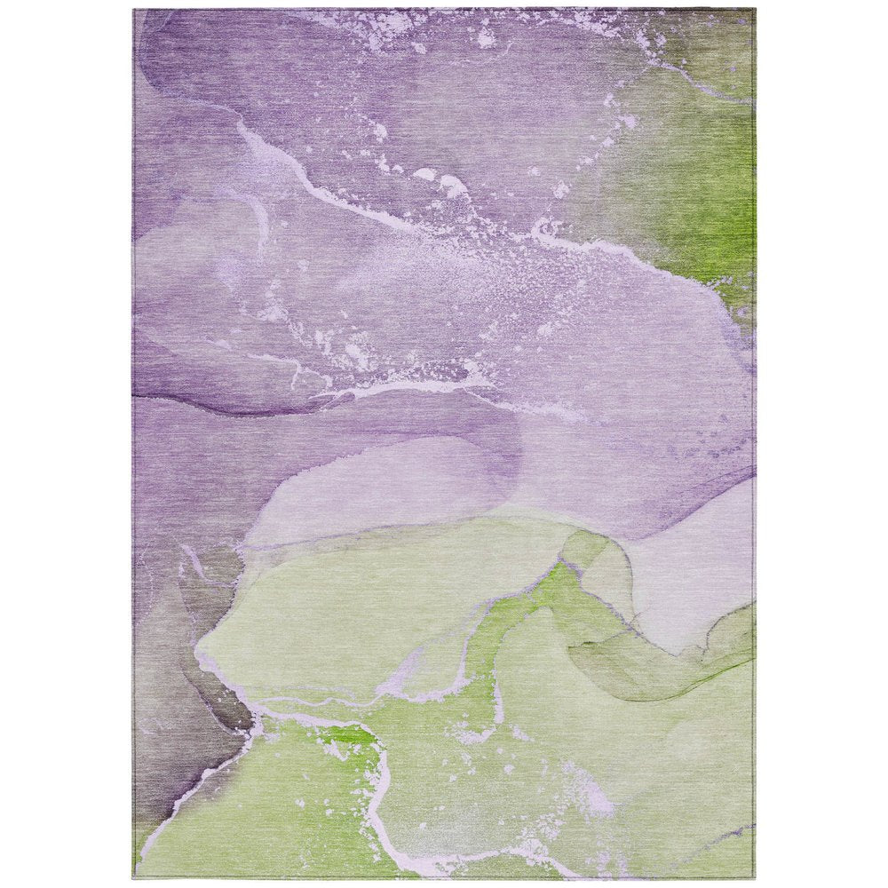 2' X 3' Purple Abstract Washable Non Skid Indoor Outdoor Area Rug