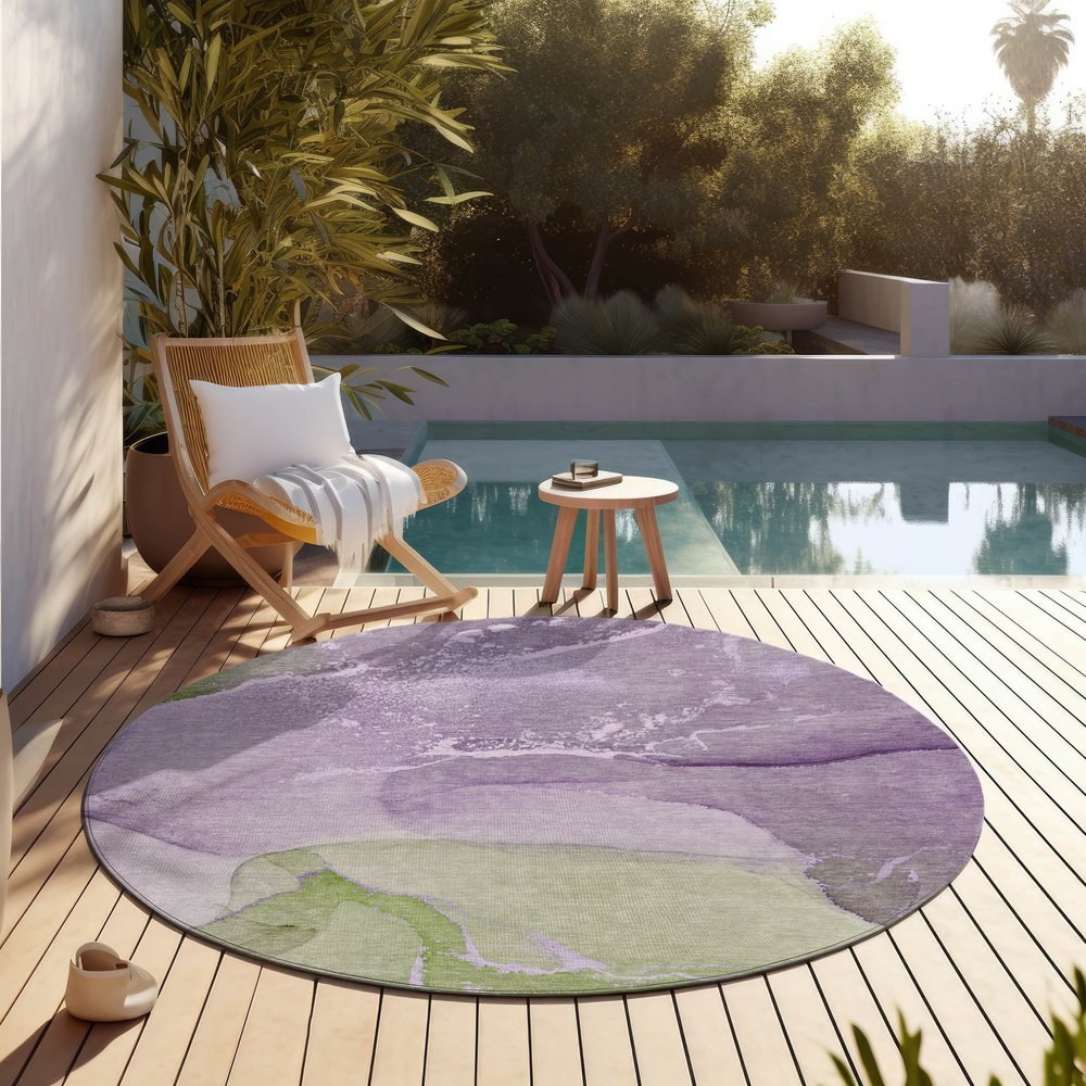 2' X 3' Purple Abstract Washable Non Skid Indoor Outdoor Area Rug