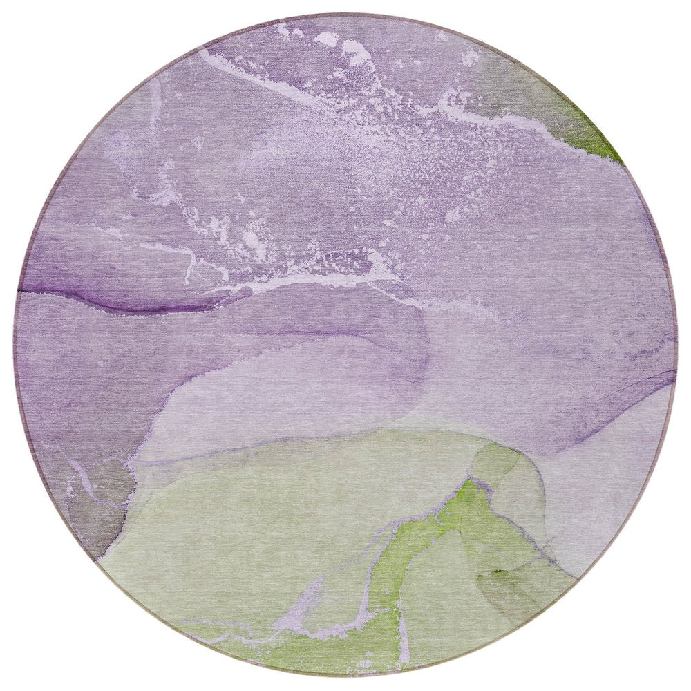 2' X 3' Purple Abstract Washable Non Skid Indoor Outdoor Area Rug