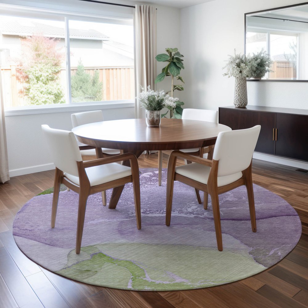2' X 3' Purple Abstract Washable Non Skid Indoor Outdoor Area Rug