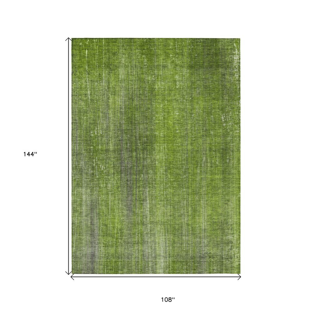 8' Round Green Round Striped Washable Non Skid Indoor Outdoor Area Rug