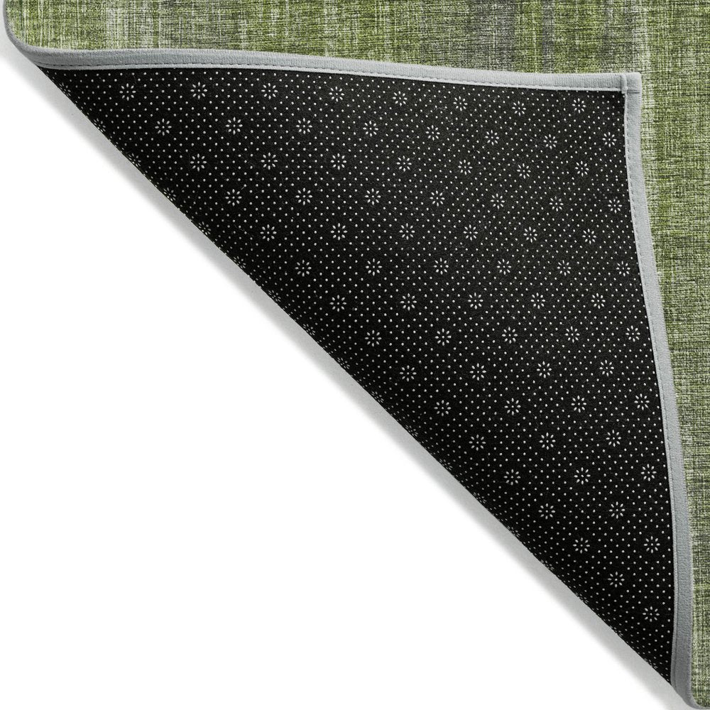 8' Round Green Round Striped Washable Non Skid Indoor Outdoor Area Rug