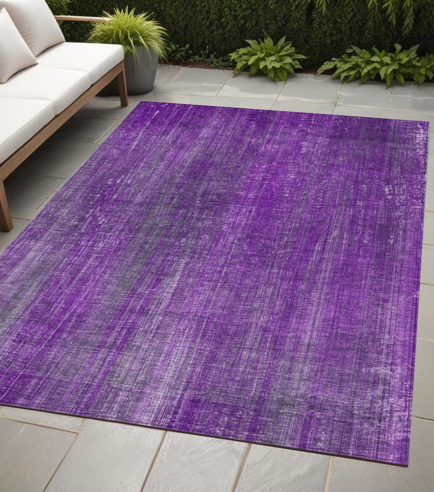 2' X 3' Purple Striped Washable Non Skid Indoor Outdoor Area Rug