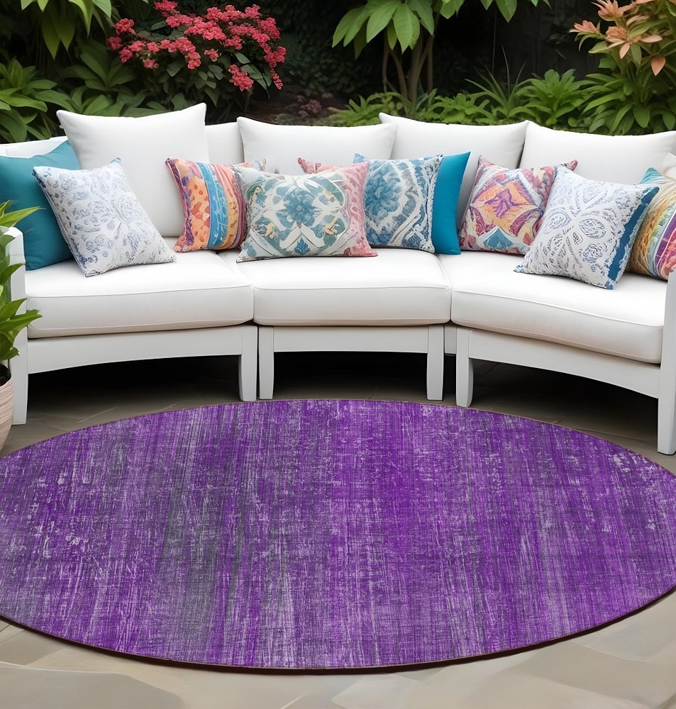 2' X 3' Purple Striped Washable Non Skid Indoor Outdoor Area Rug