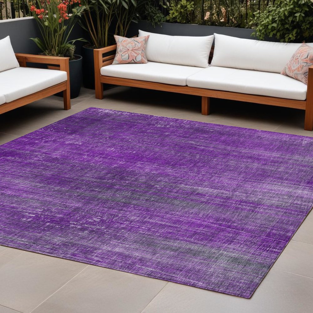 2' X 3' Purple Striped Washable Non Skid Indoor Outdoor Area Rug