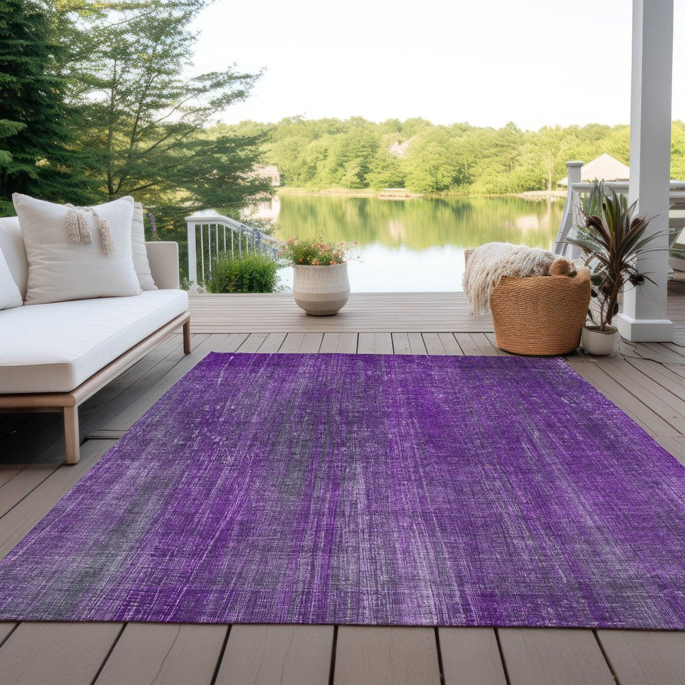 2' X 3' Purple Striped Washable Non Skid Indoor Outdoor Area Rug