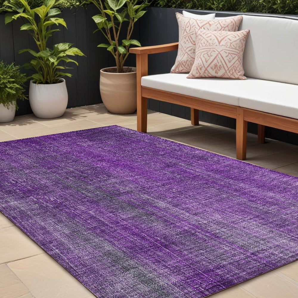 2' X 3' Purple Striped Washable Non Skid Indoor Outdoor Area Rug