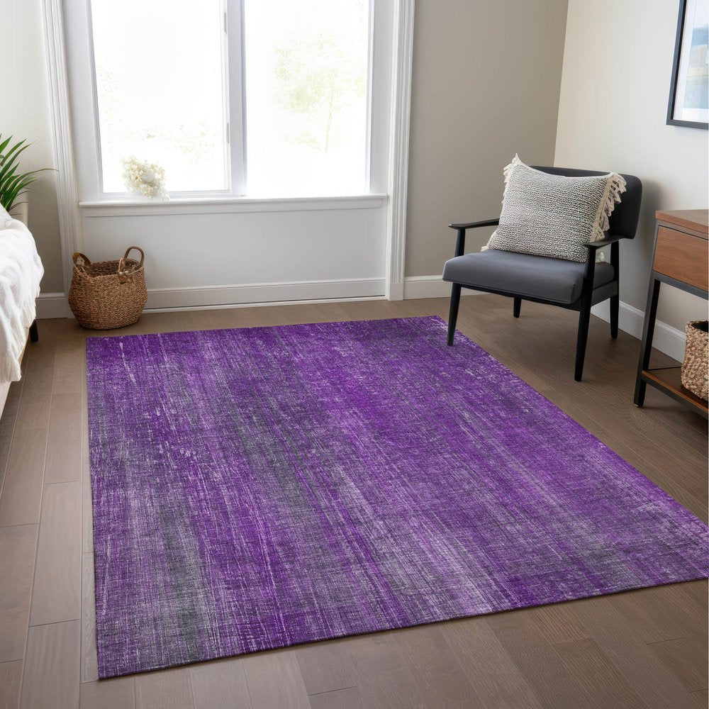 2' X 3' Purple Striped Washable Non Skid Indoor Outdoor Area Rug