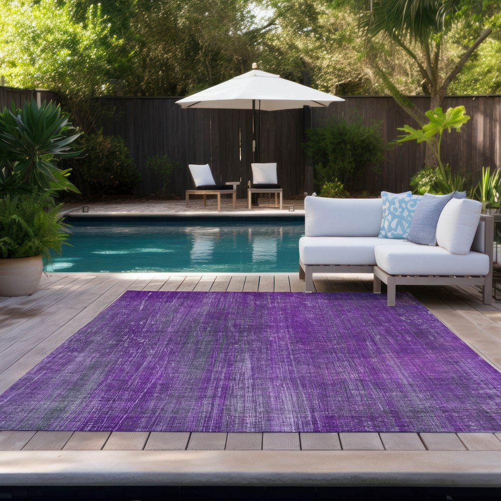 2' X 3' Purple Striped Washable Non Skid Indoor Outdoor Area Rug