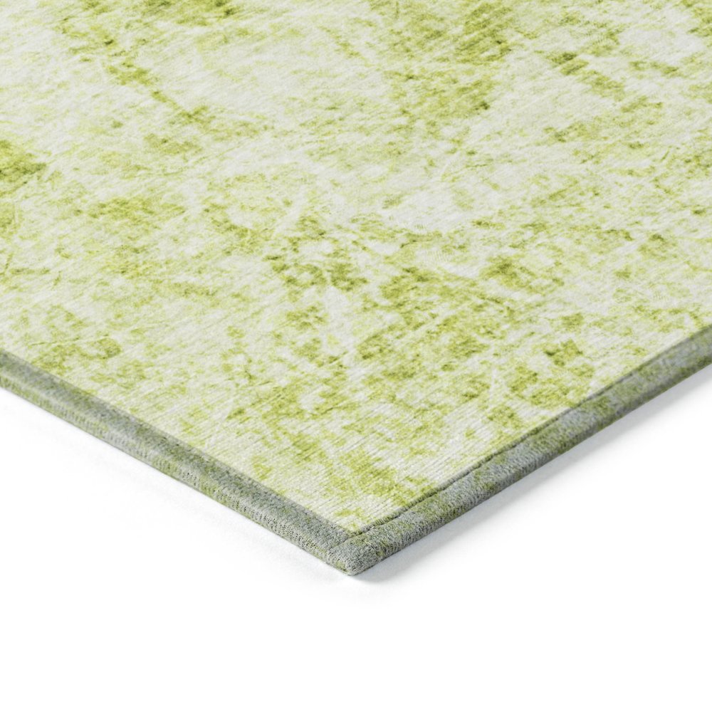 8' Runner Lime Green Abstract Washable Non Skid Indoor Outdoor Runner Rug