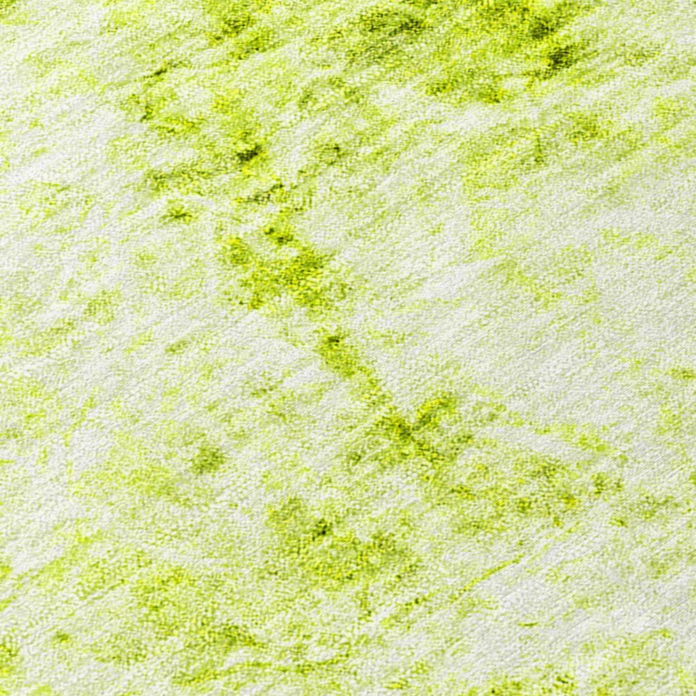 8' Runner Lime Green Abstract Washable Non Skid Indoor Outdoor Runner Rug