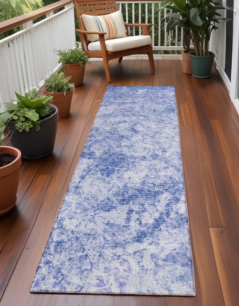 8' Runner Lime Green Abstract Washable Non Skid Indoor Outdoor Runner Rug