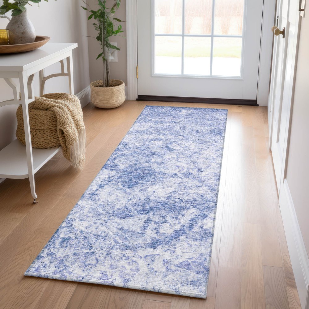 8' Runner Lime Green Abstract Washable Non Skid Indoor Outdoor Runner Rug