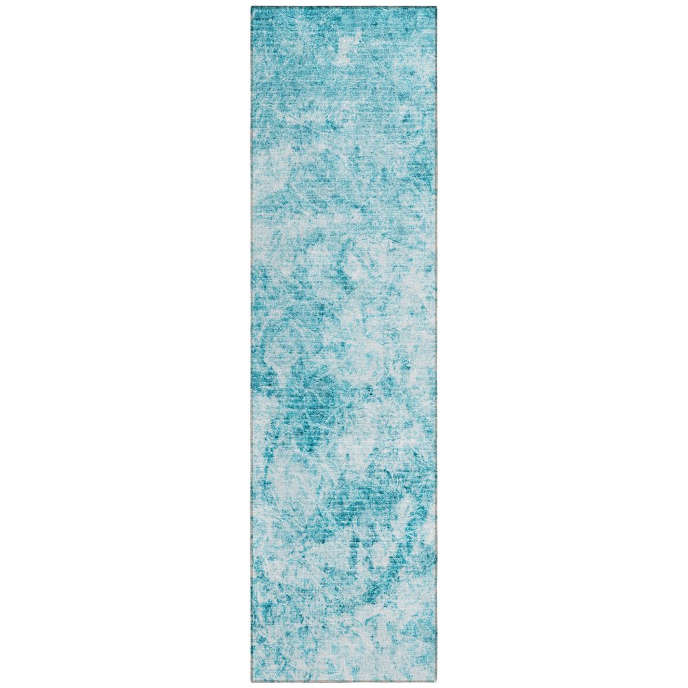 8' Runner Lime Green Abstract Washable Non Skid Indoor Outdoor Runner Rug