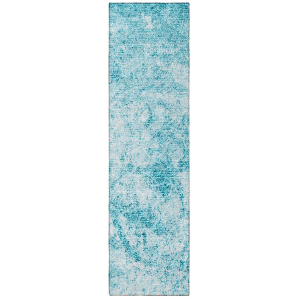 8' Runner Lime Green Abstract Washable Non Skid Indoor Outdoor Runner Rug