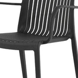 Set of Two Black Heavy Duty Plastic Outdoor Stacking Arm Chairs