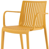 Set of Two Yellow Heavy Duty Plastic Outdoor Stacking Arm Chairs