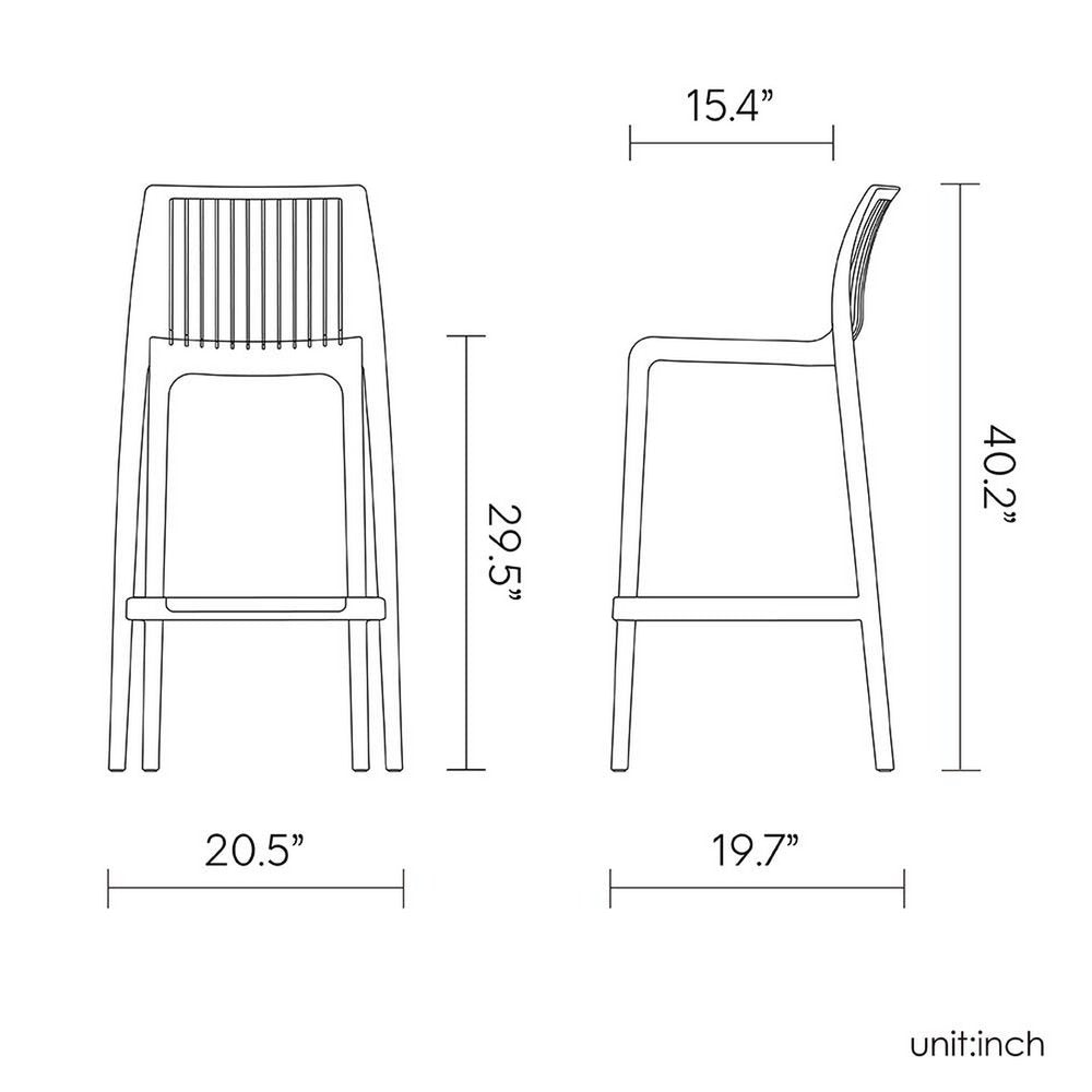 Set of Two 30" Baby Blue Heavy Duty Plastic Low Back Outdoor Bar Height Chairs