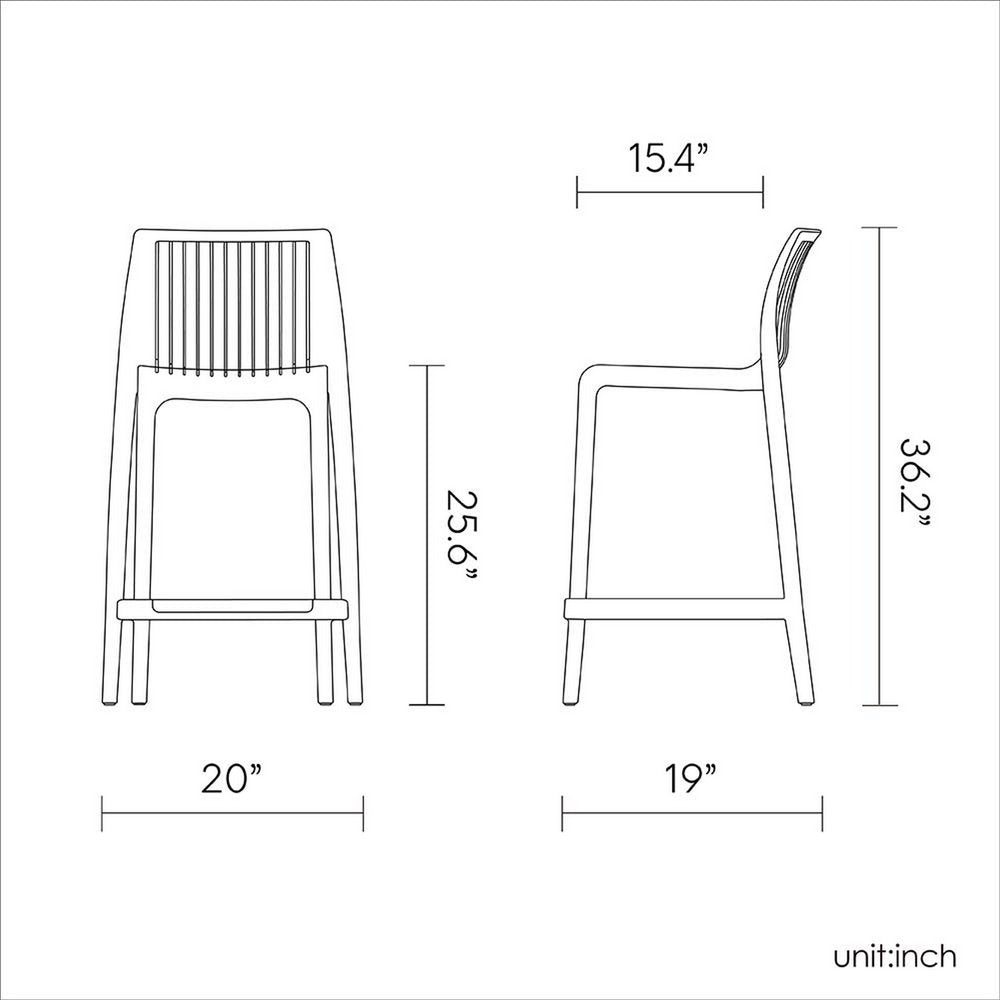 Set of Two 26" Baby Blue Heavy Duty Plastic Low Back Outdoor Counter Height Bar Chairs