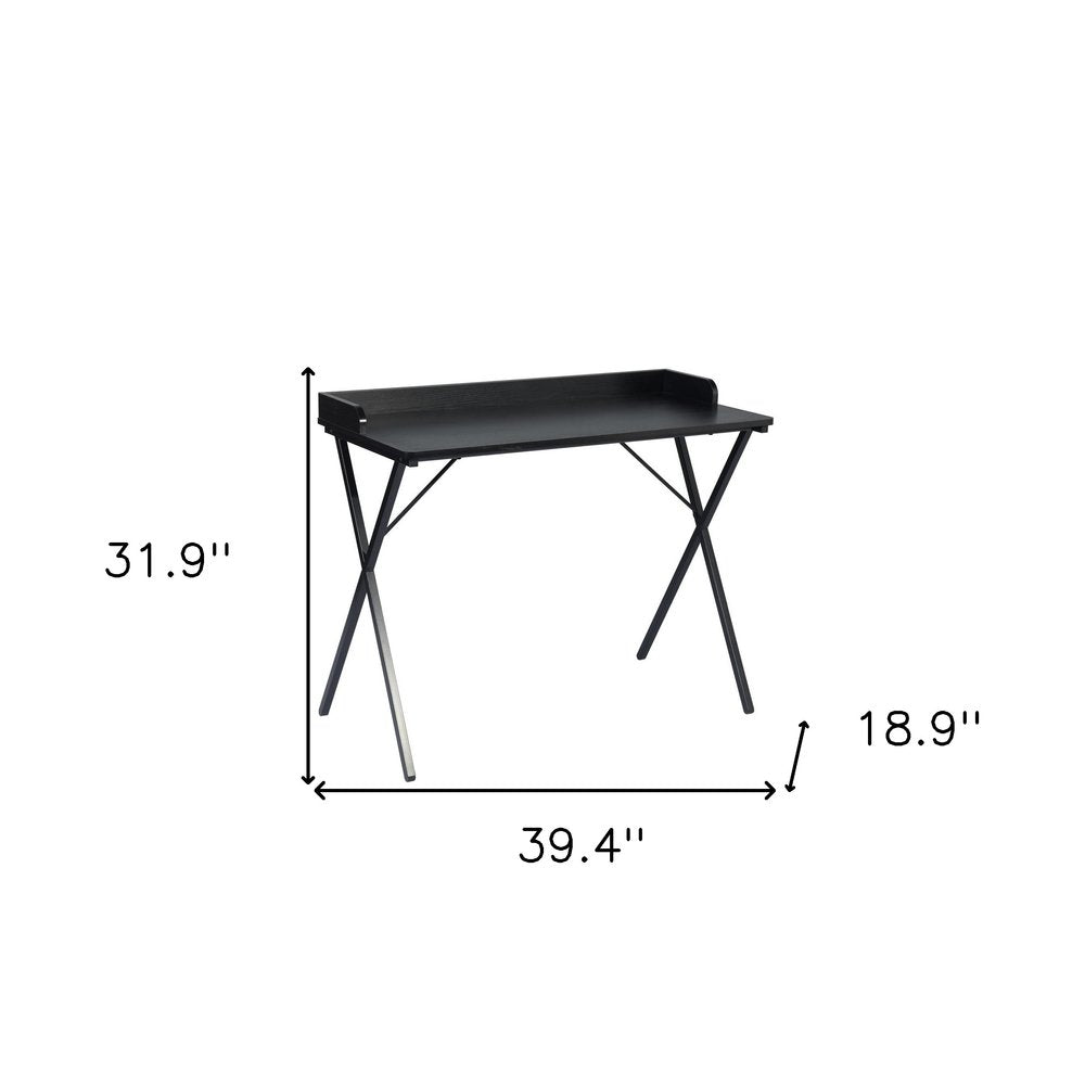 39" Black Wood and Metal X-Shape Computer Desk