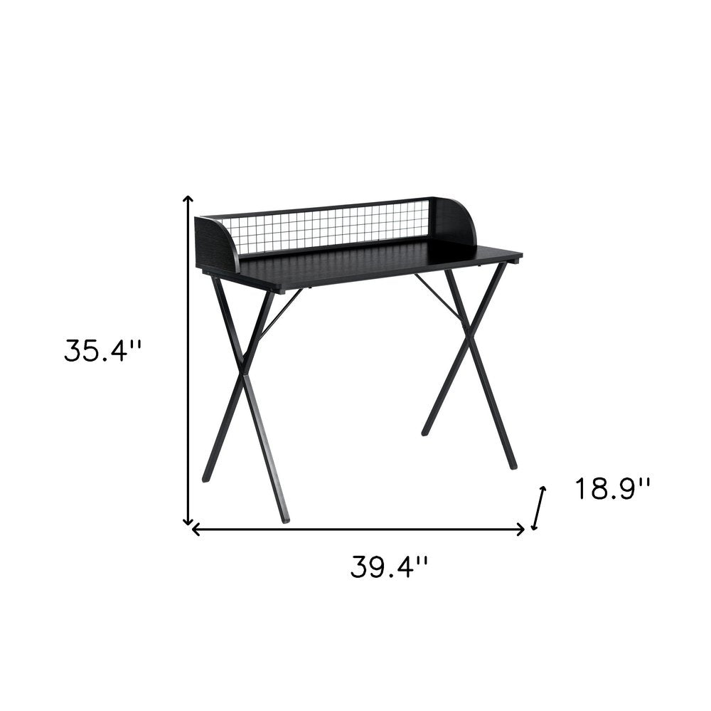 39" Black Wood and Metal X-Shape Computer Desk