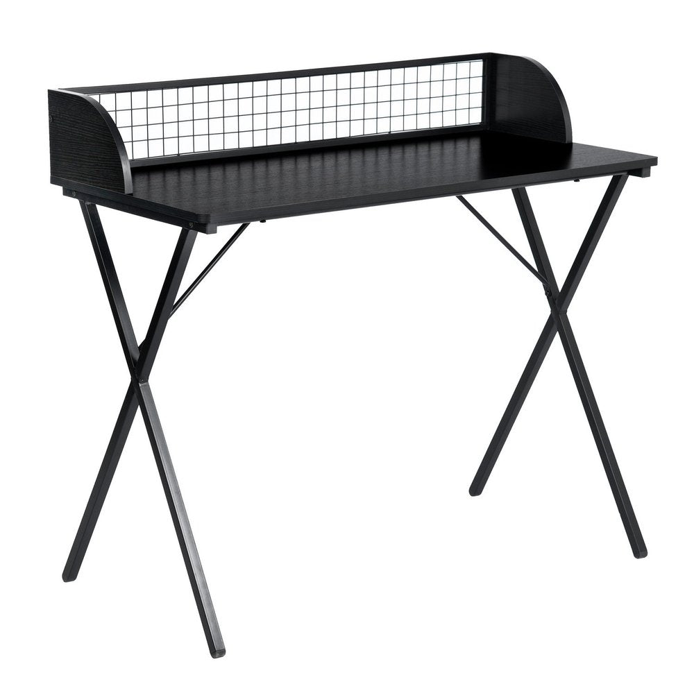 39" Black Wood and Metal X-Shape Computer Desk