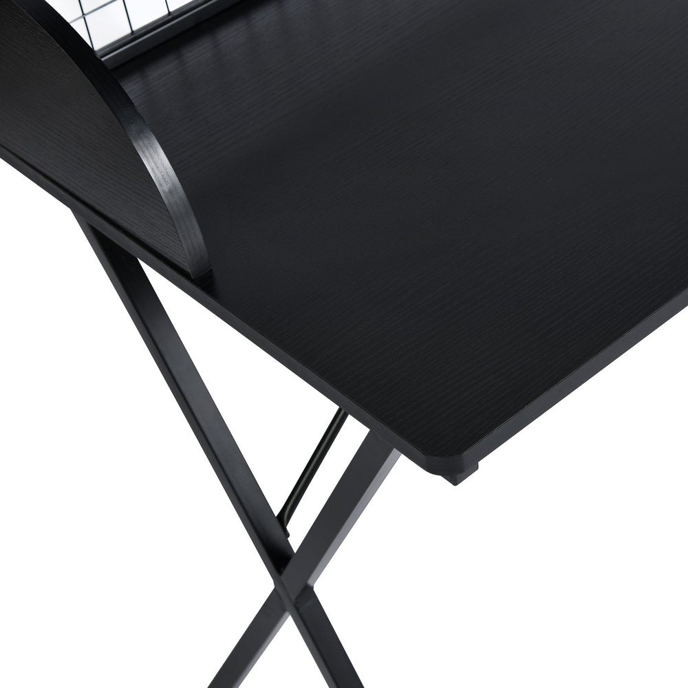 39" Black Wood and Metal X-Shape Computer Desk