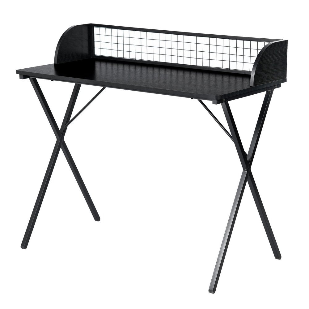 39" Black Wood and Metal X-Shape Computer Desk