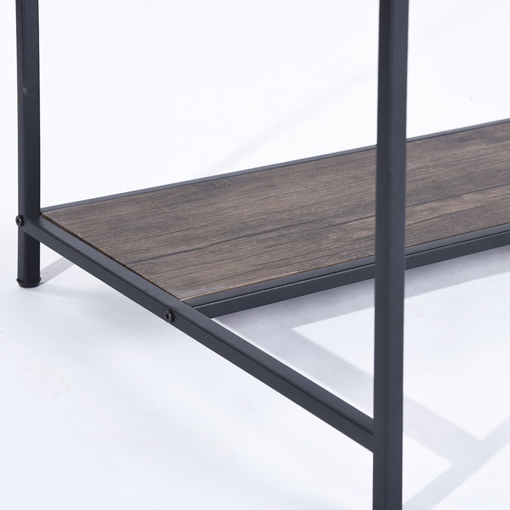43" Brown and Black Wood and Metal H-Shape Computer Desk