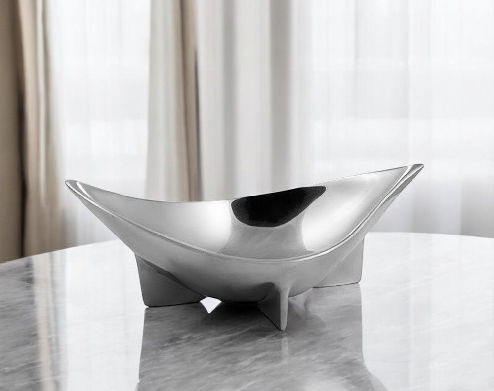 12" Gold Aluminum Oval Eye Shaped Centerpiece Bowl