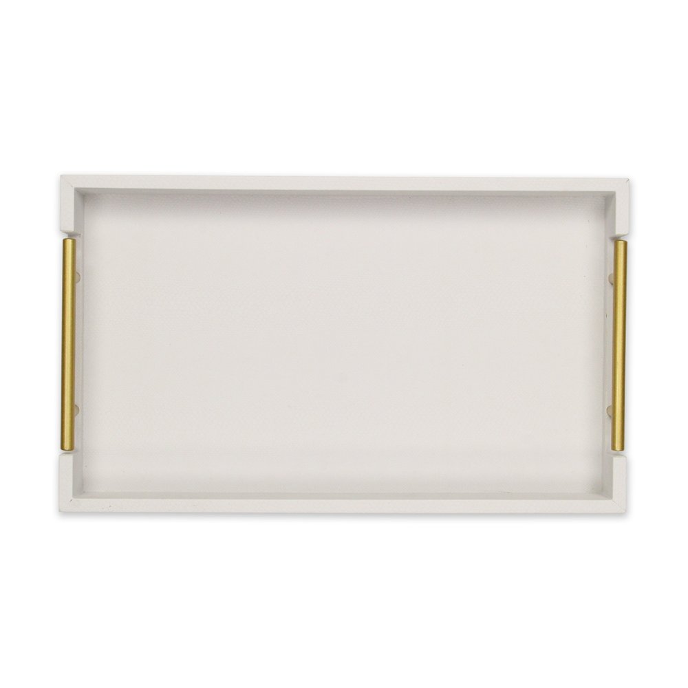 16" Wood Faux Shagreen Serving Tray With Handles