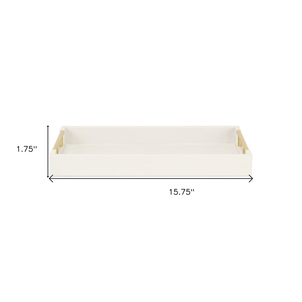 16" Wood Faux Shagreen Serving Tray With Handles