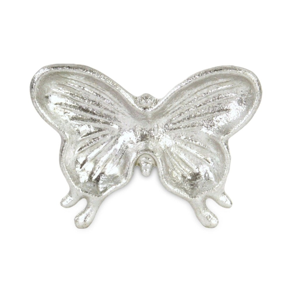 6" Silver Cast Iron Butterfly Handmade Trinket Tray