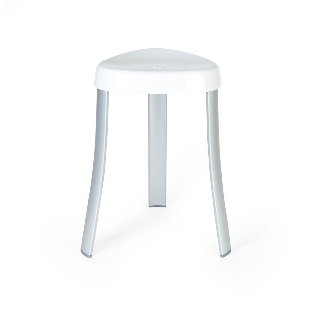 18" White Aluminum And Heavy Duty Plastic Corner Shower Bench