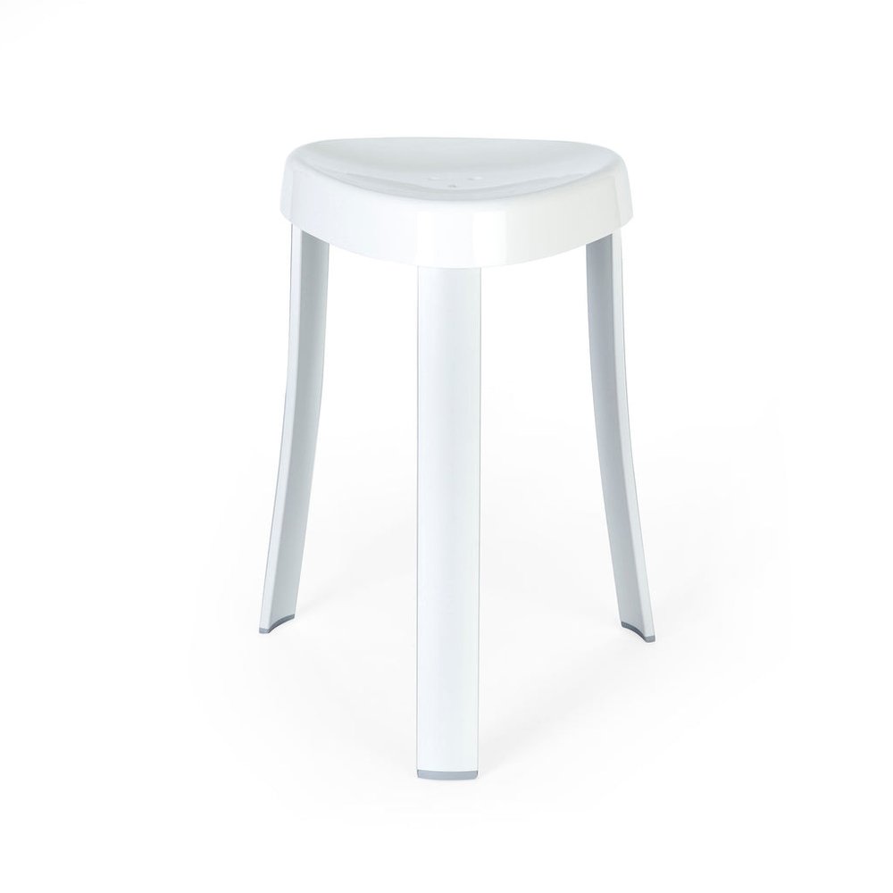 18" White Aluminum And Heavy Duty Plastic Corner Shower Bench