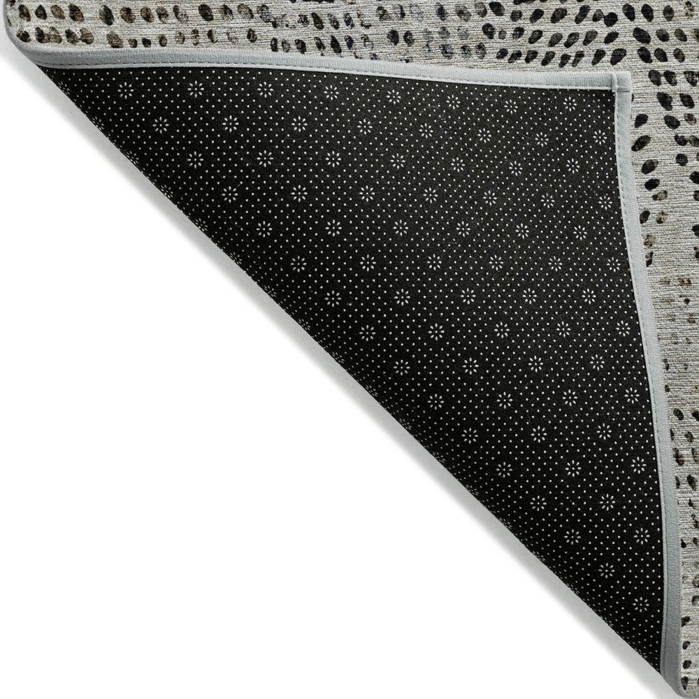 3' X 5' Gray Beige And Black Geometric Washable Indoor Outdoor Area Rug