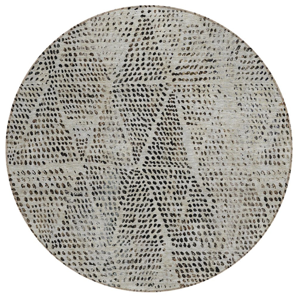 3' X 5' Gray Beige And Black Geometric Washable Indoor Outdoor Area Rug