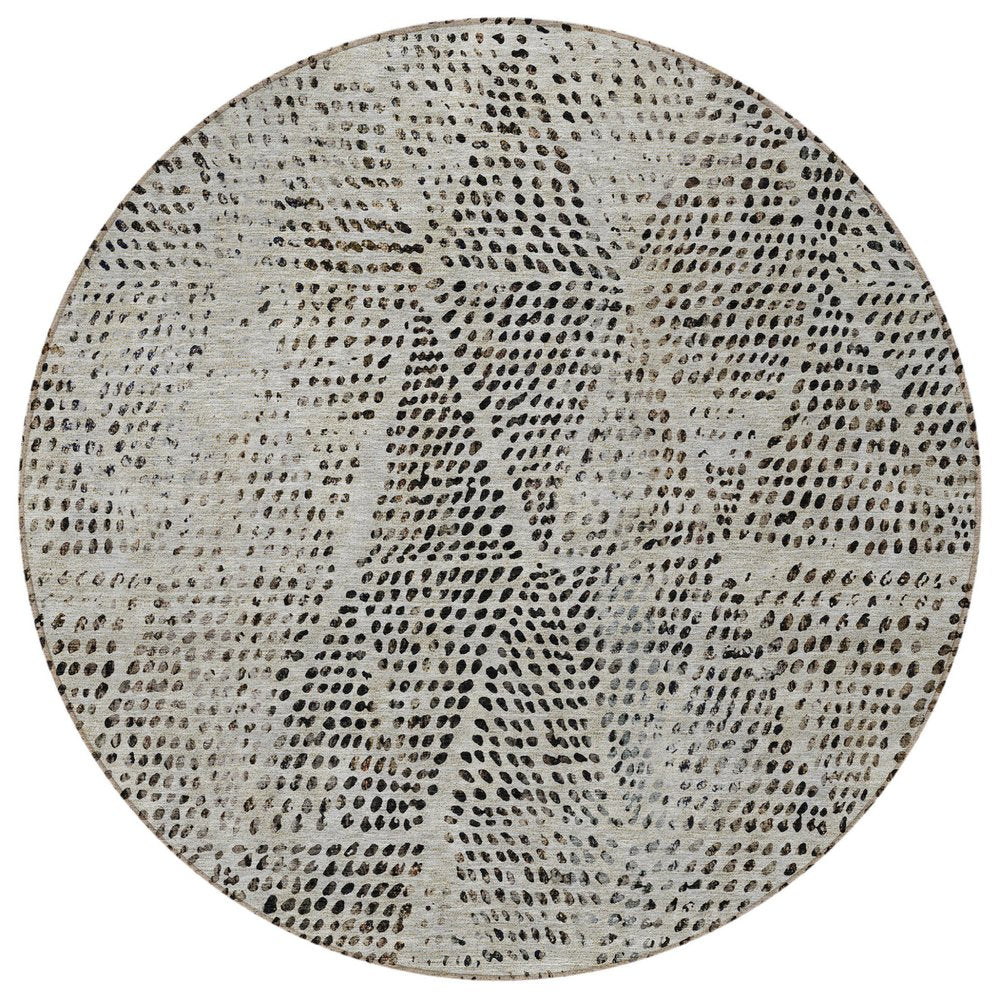 3' X 5' Gray Beige And Black Geometric Washable Indoor Outdoor Area Rug